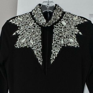 Midi black dress with silver sequin